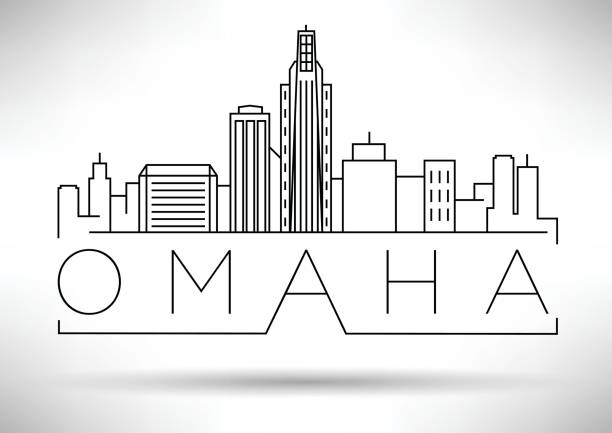 Minimal Omaha Linear City Skyline with Typographic Design Minimal Omaha Linear City Skyline with Typographic Design omaha stock illustrations