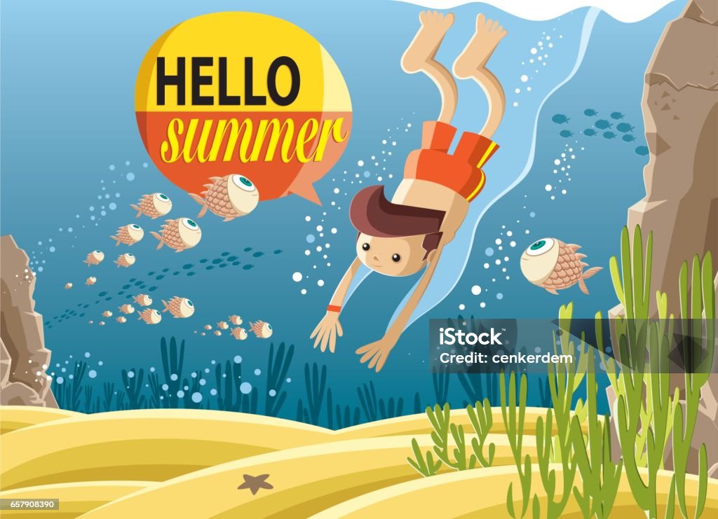 diving in deep blue sea easy editable vector... Diving Into Water stock vector