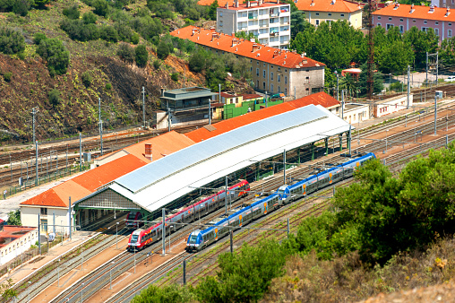 View of the train station in Cerbere, France