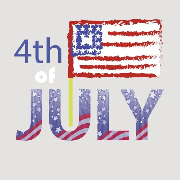 Vector illustration of Independence Day of USA. American Flag 4 July