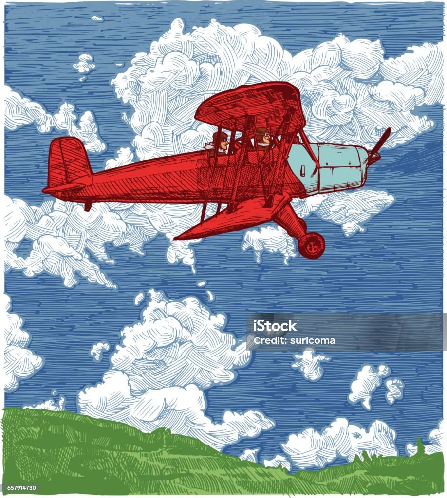 Ilustración De Dibujo De Avión Estilizado Como Grabado Del Color Vector Ilustración De Dibujo De Avión Estilizado Como Grabado Del Color Vector