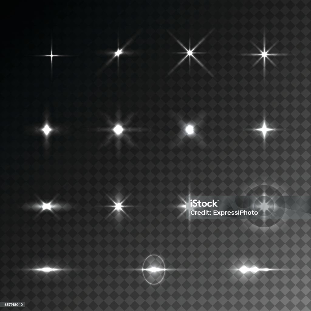 Collection of vector light effects. Collection of vector light effects on transparent background. Glittering stock vector