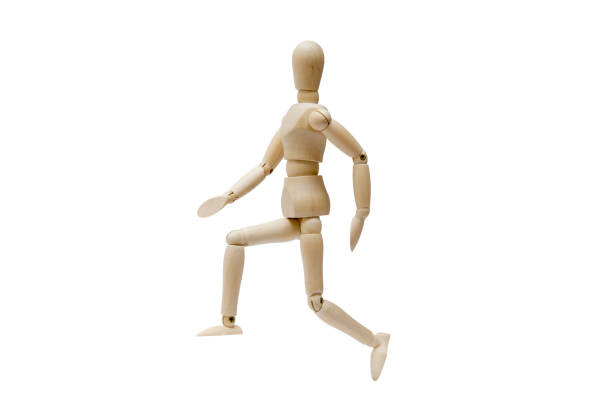 istock Wooden dummy isolated on a white background 657918402