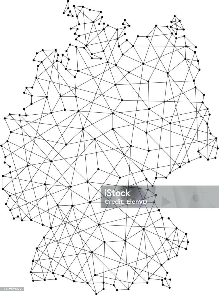 Karte von Deutschland aus polygonalen schwarzen Strichen und Punkten von Vektor-illustration - Lizenzfrei Deutschland Vektorgrafik