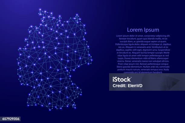 青い折れ線と輝くからドイツの地図星ベクトル図 - ドイツのベクターアート素材や画像を多数ご用意 - ドイツ, 幾何学図形, 地図