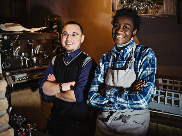 istock Real mixed race friends at work in pub 657933102