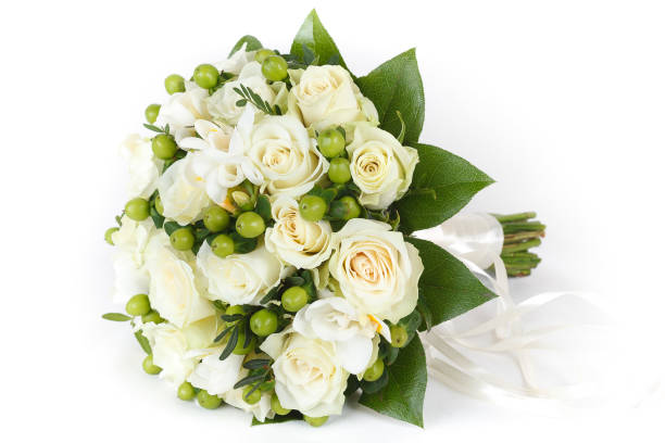 istock White roses and green hypericum bridal bouquet 657936018