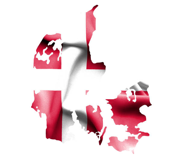 istock Map of Denmark with waving flag isolated on white 657939226