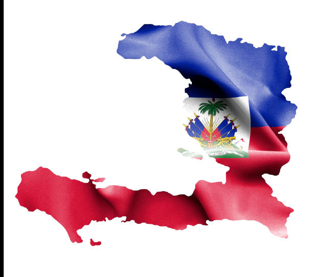 istock Map of Haiti with waving flag isolated on white 657939274