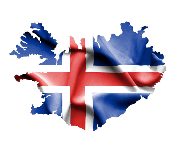istock Map of Iceland with waving flag isolated on white 657939308