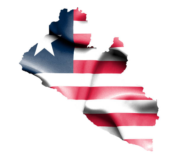 istock Map of Liberia with waving flag isolated on white 657939342