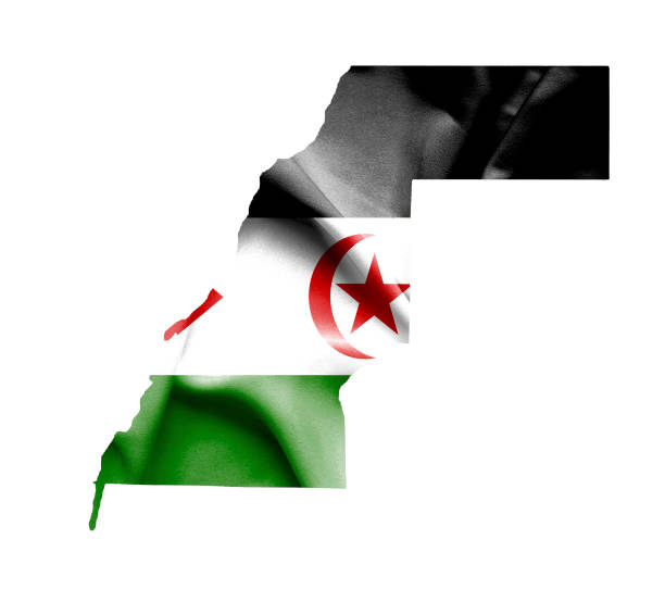 istock Map of Western Sahara with waving flag isolated on white 657939764