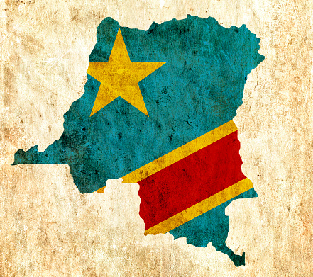 Vintage paper map of Congo Democratic Republic