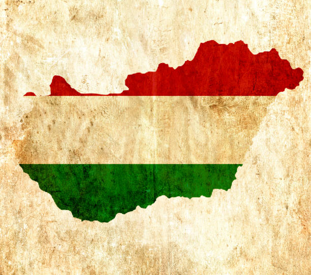 Vintage paper map of Hungary