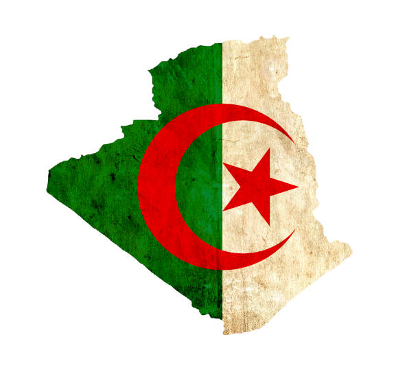 Vintage paper map of Algeria Vintage paper map of Algeria algeria flag silhouettes stock pictures, royalty-free photos & images