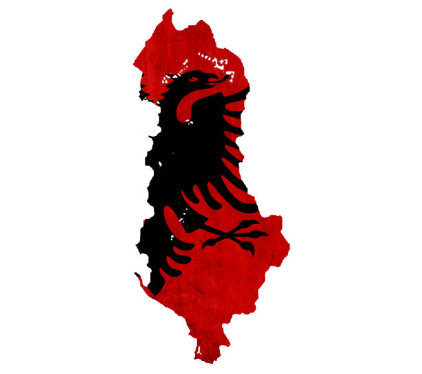 Vintage paper map of Albania