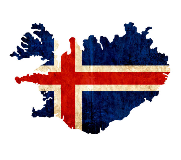 Vintage paper map of Iceland