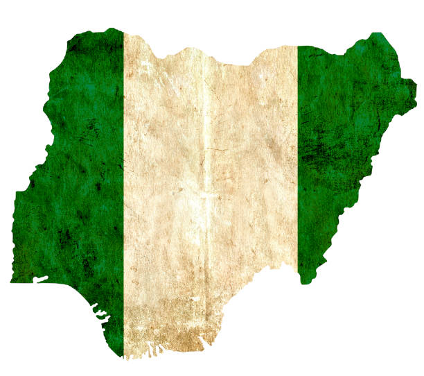A watercolor-style Nigerian flag featuring bold green stripes on the sides and a white central stripe, with a textured, painted look and soft waving motion for dynamic national imagery.