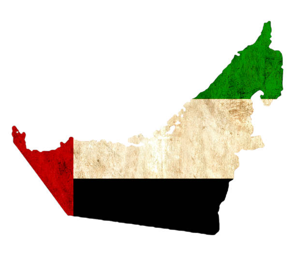 Vintage paper map of United Arab Emirates Vintage paper map of United Arab Emirates united arab emirates flag map stock pictures, royalty-free photos & images