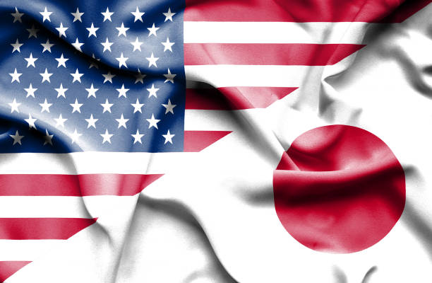 istock Waving flag of Japan and USA 657943194