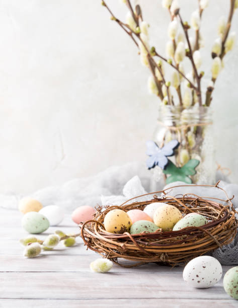 istock Easter composition of quail eggs in the nest 657950018