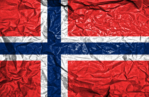 Norway vintage flag on old crumpled paper background