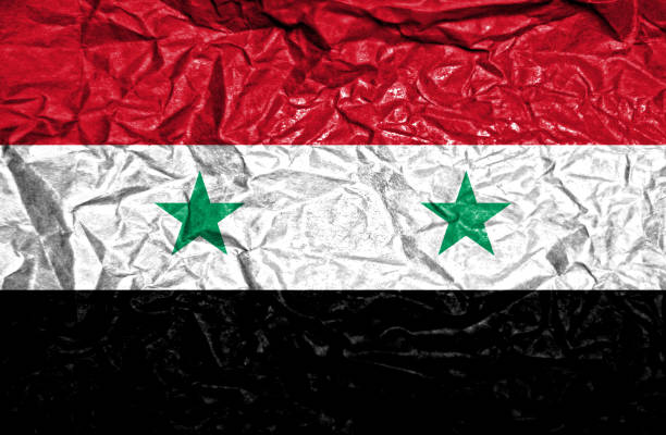 istock Syria vintage flag on old crumpled paper background 657959408
