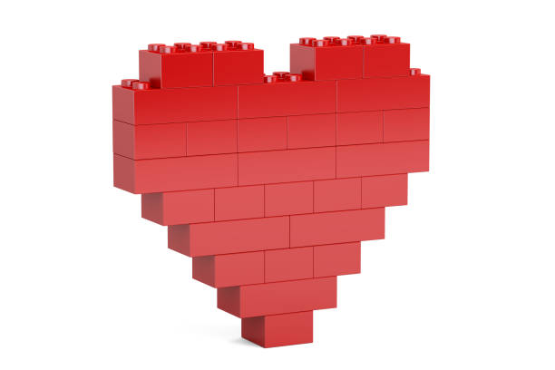 istock Heart made from colorful toy bricks, 3D rendering isolated on white background 657959544