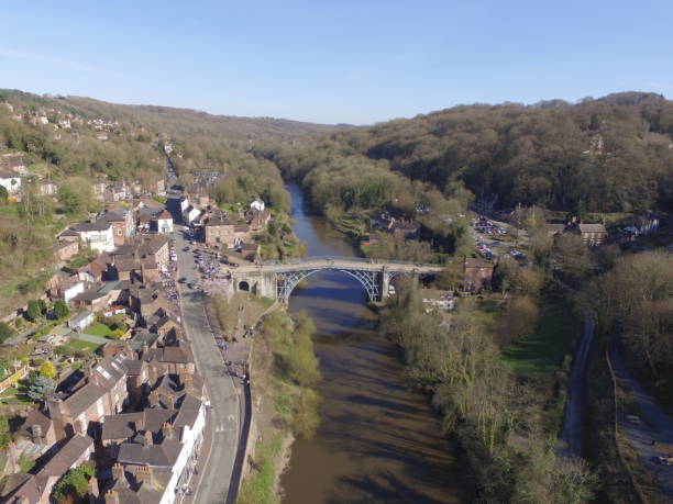 Ironbridge Aerial View Ironbridge Aerial View ironbridge shropshire stock pictures, royalty-free photos & images