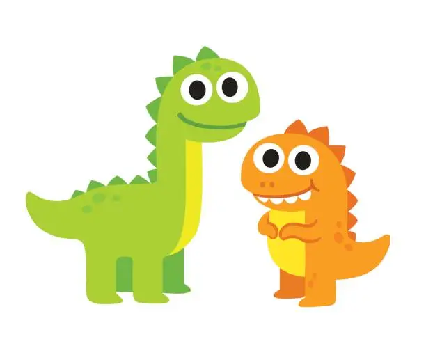 Vector illustration of Cute cartoon dinosaurs