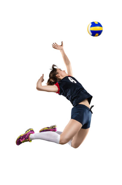 istock Female volleyball player hitting the ball 657983988