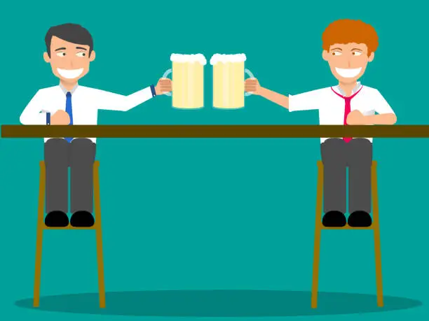 Vector illustration of business partners toasting with happy