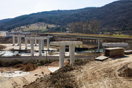 Construction in progress of a mass rapid transit line