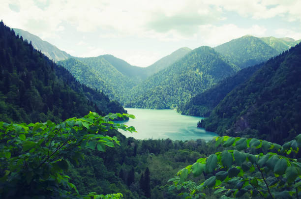 istock Green mountains Abkhazia road on Rizza 657990880