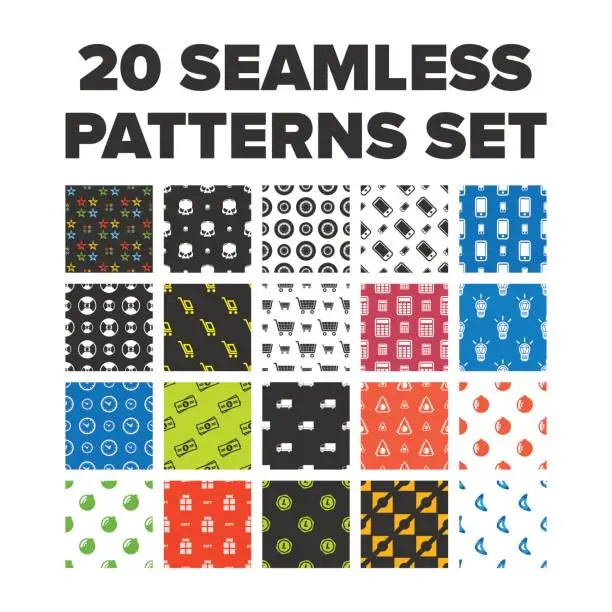 Vector illustration of Seamless patterns set