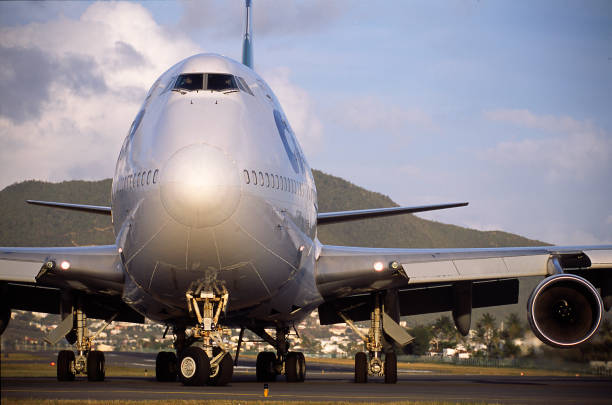 Standing by at the end of the Runway stock photo