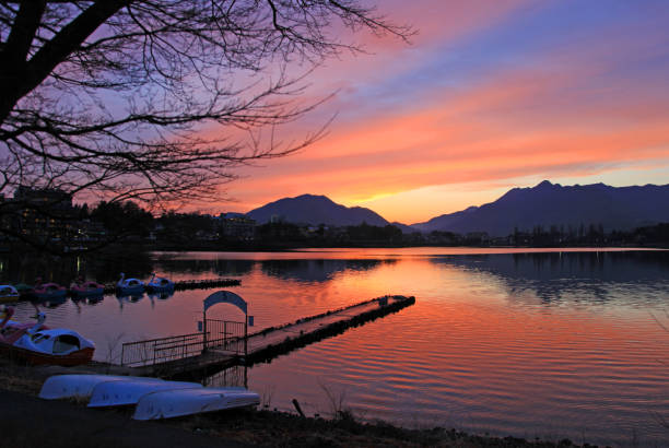 istock Sunset at Lake Kawaguchi, Japan 658017646