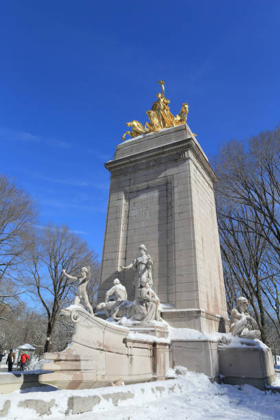 USS Maine Monument New York, NY, USA - February 10, 2013: USS Maine Monument at a corner of the Central Park, Columbus Circle. time warner center columbus circle pictures stock pictures, royalty-free photos & images
