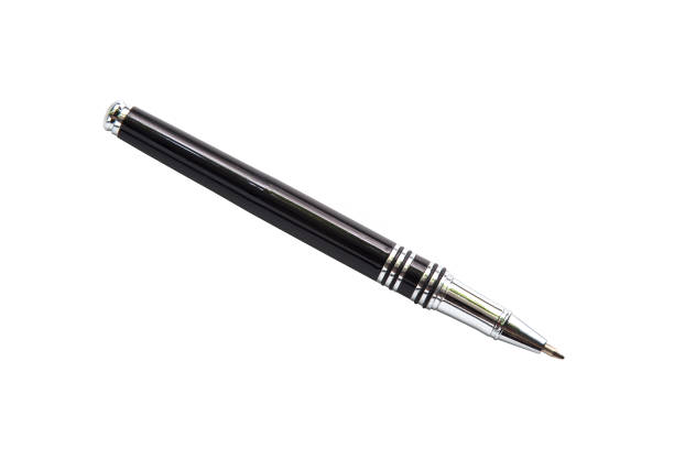 istock Black metal pen isolated on white background 658026786
