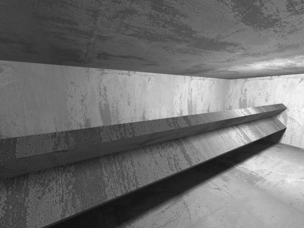 istock Dark basement empty room interior. Concrete walls 658027324