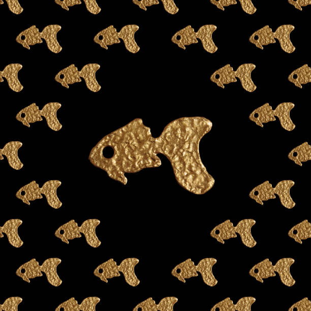 istock Gold fishes seamless pattern. Hand painted sea background. Abstract marine texture. 658033178