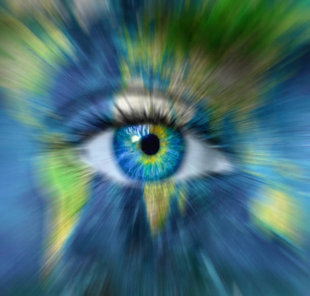 istock Planet earth and blue human eye in motion blur - Time passing for Planet Earth concept  - 