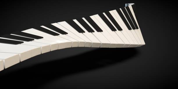 istock 3d render of a piano keyboard in a fluid wavelike movement 658063944