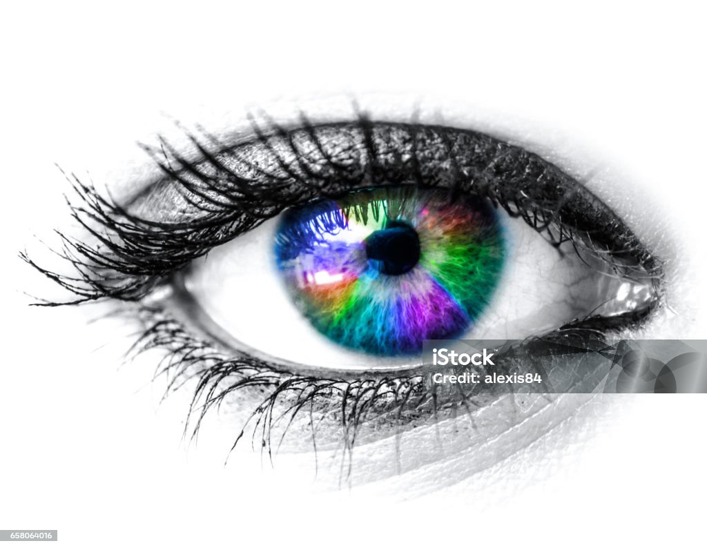 Colorful woman eye macro shot Abstract Stock Photo
