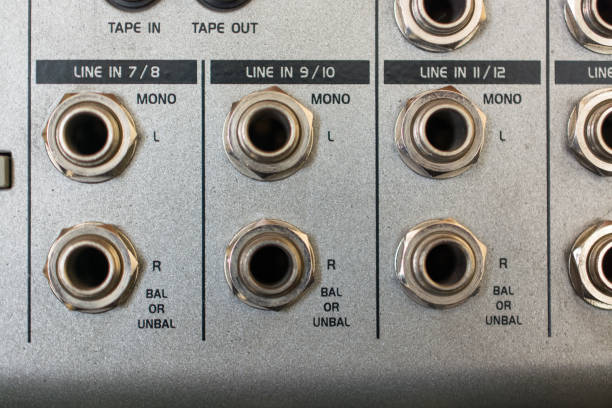 istock Input Sockets of the Audio Mixer. 658064808