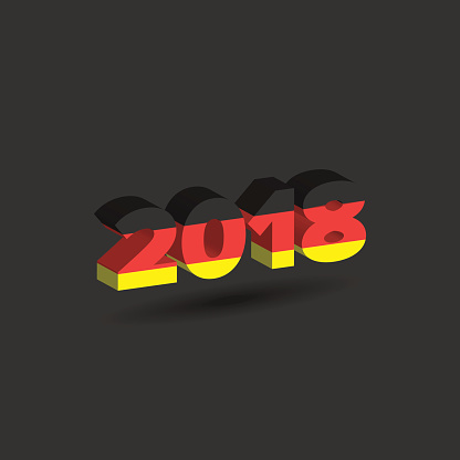 New Year 2018 sign with Germany flag texture with shadow