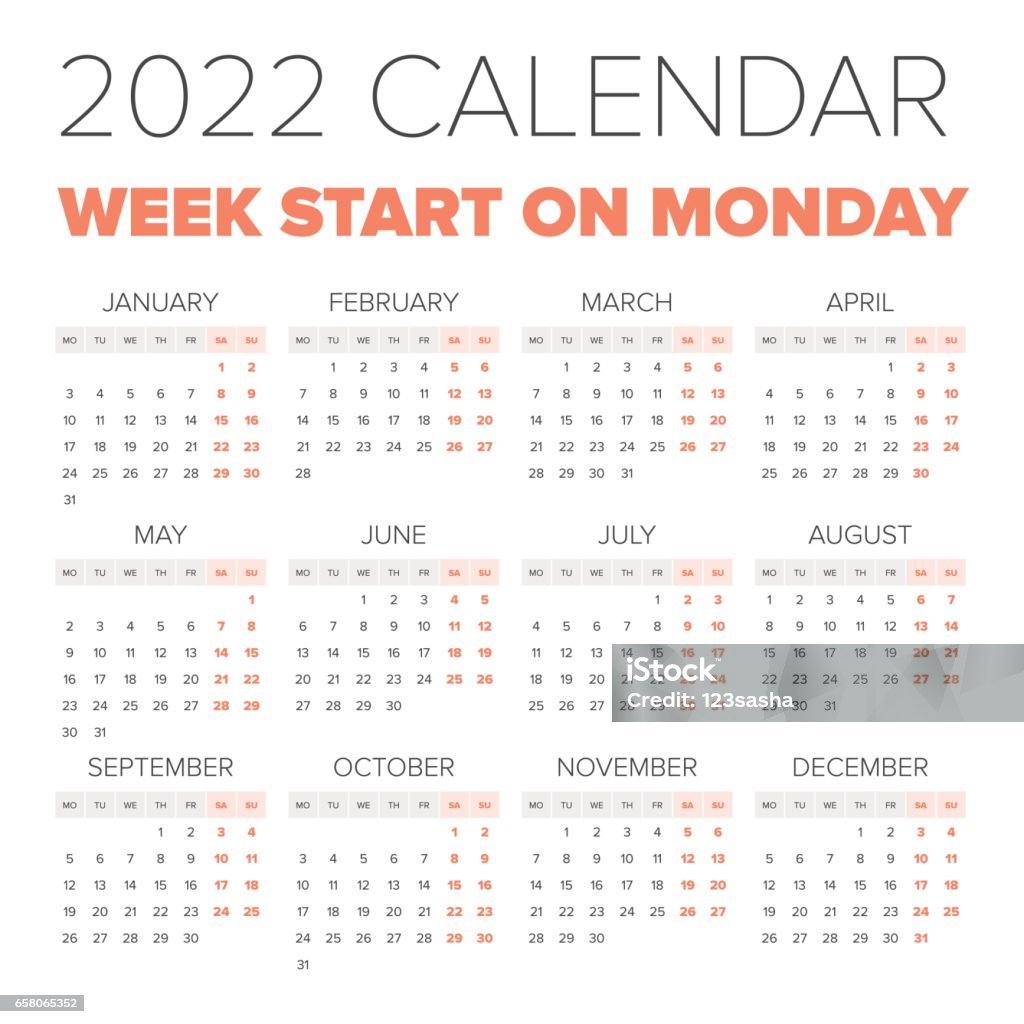 シンプルな2022年カレンダー - 2022年のロイヤリティフリーベクトルアート