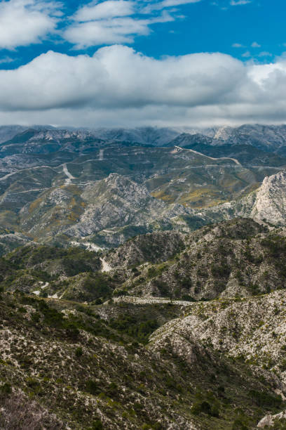 Sierra de Tejeda, Almijara and Alhama Mountains near Nerja, Spain. Sierra de Tejeda, Almijara y Alhama Mountains near Nerja, Spain. Panoramic vista over mountains in sunny day. almijara stock pictures, royalty-free photos & images