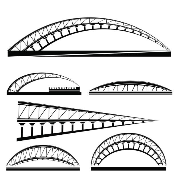 ilustrações de stock, clip art, desenhos animados e ícones de set of bridge icons isolated - suspension railway