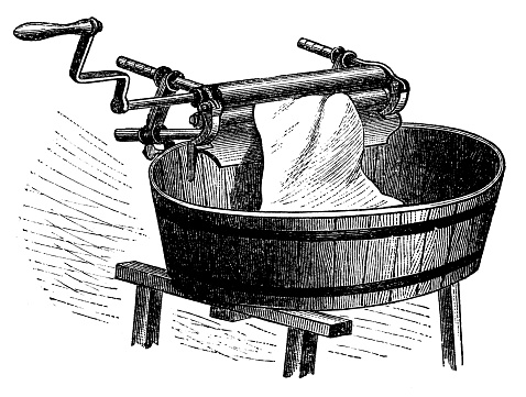 Antique illustration of a wringer ,wet clothes dryer